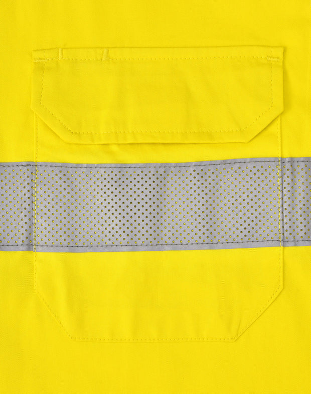 Hi Vis Cool-Breeze Closed Front L/S Shirt (Perforated Tape)