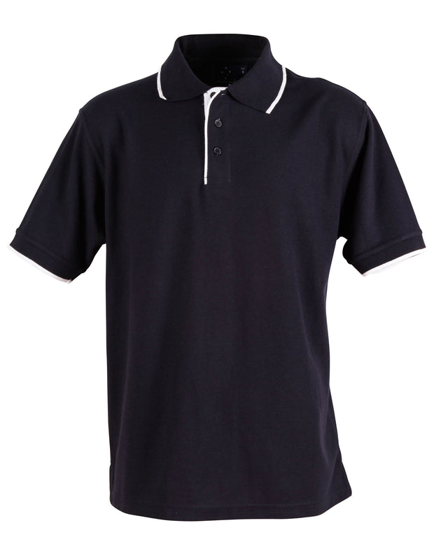 Mens S/L pique polo contrast