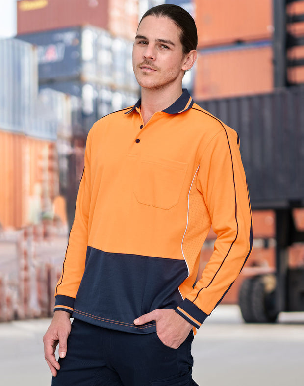 Hi-Vis Sustainable Cool-Breeze Truedry Safety L/S Polo