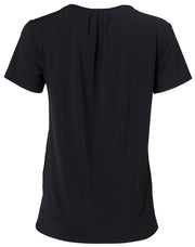 Ladies' Round Neck with Pleats S/S Knit Top