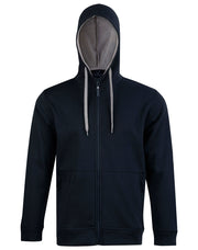 Men's Full Zip Contrast Fleece Hoodie