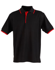 Mens S/L pique polo contrast