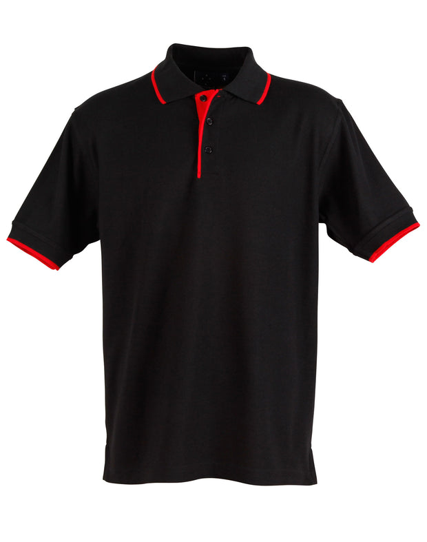 Mens S/L pique polo contrast