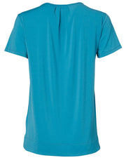 Ladies' Round Neck with Pleats S/S Knit Top