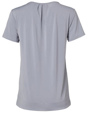 Ladies' Round Neck with Pleats S/S Knit Top