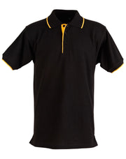 Mens S/L pique polo contrast