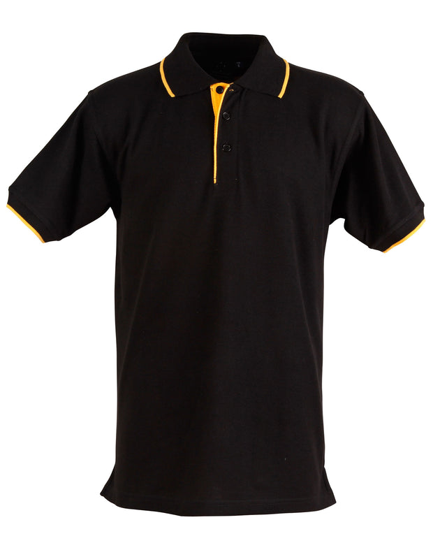 Mens S/L pique polo contrast