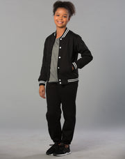 Kid's fleecy trackpants with Zip, Cuffs and knee padding