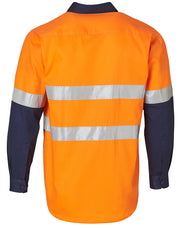 Men's Hi-Vis Cotton Twill L/S Safety Shirt (3M tape)