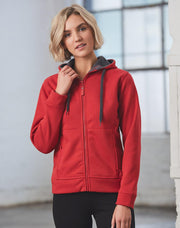 Ladies' Full Zip Contrast Fleece Hoodie