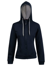 Ladies' Full Zip Contrast Fleece Hoodie