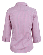 Ladies' Two Tone Mini Check 3/4 Sleeve Shirt