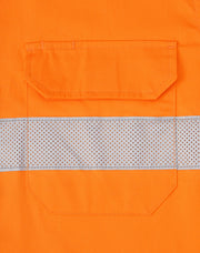 Hi Vis Cool-Breeze Closed Front L/S Shirt (Perforated Tape)