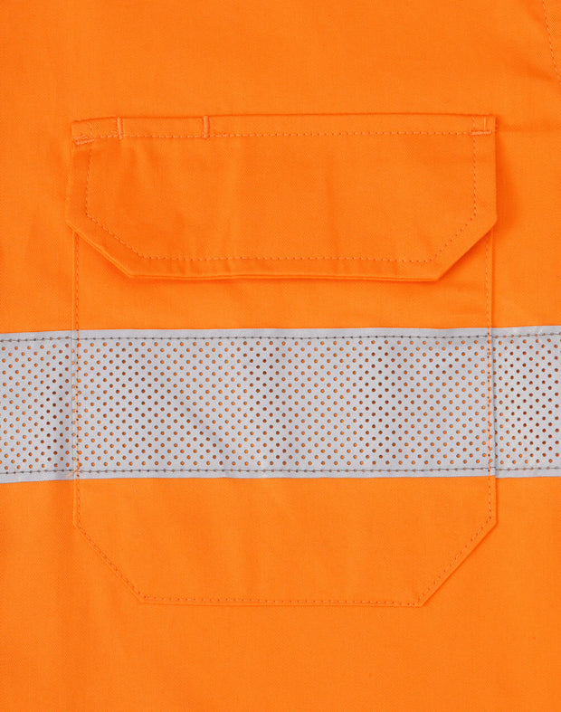 Hi Vis Cool-Breeze Closed Front L/S Shirt (Perforated Tape)