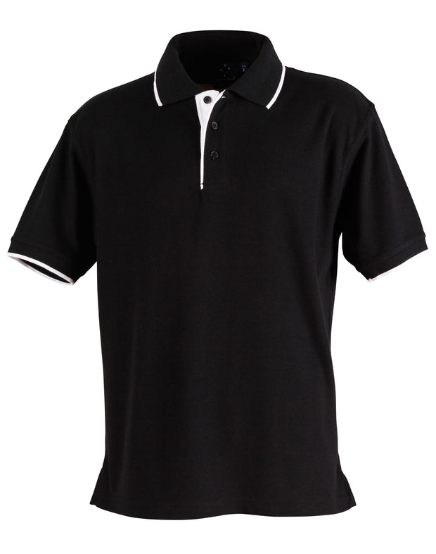 Mens S/L pique polo contrast