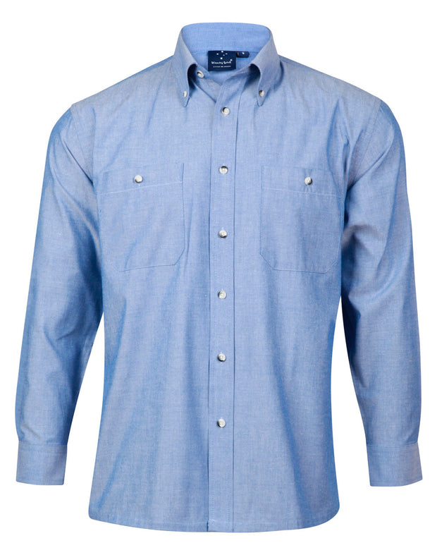 Mens w/f chambray shirt L/S