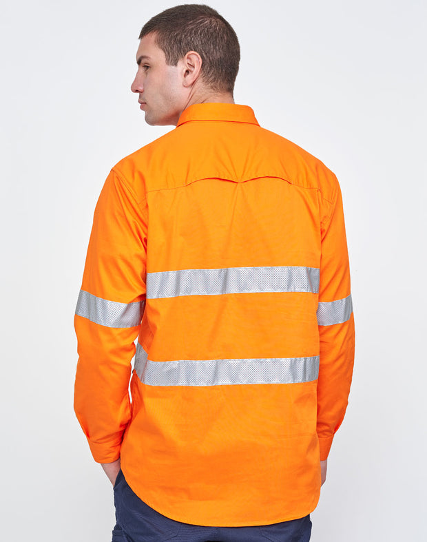 Hi Vis Cool-Breeze Closed Front L/S Shirt (Perforated Tape)