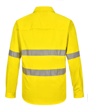 Hi Vis Cool-Breeze Closed Front L/S Shirt (Perforated Tape)