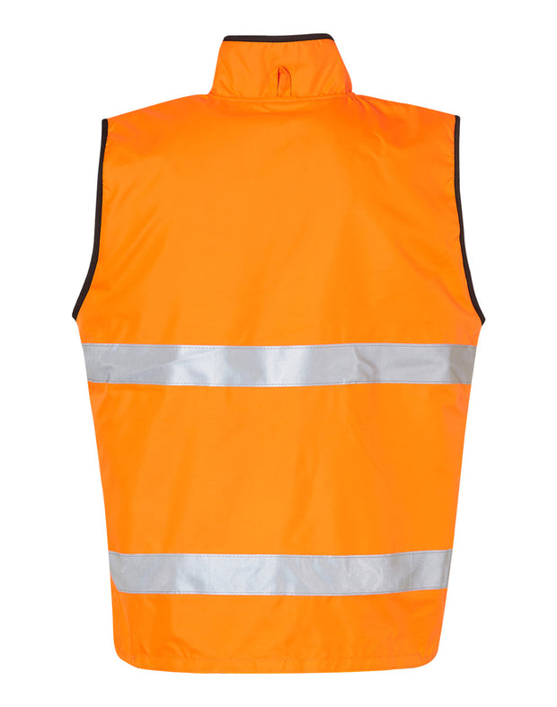 Hi-Vis Reversible Mandarine Collar Safety Vest With 3M Tapes