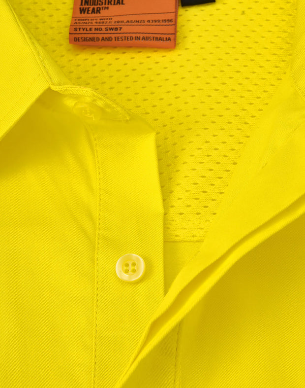 Hi Vis Cool-Breeze Closed Front L/S Shirt (Perforated Tape)