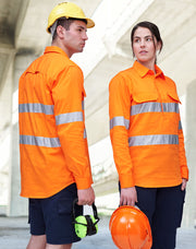 Hi Vis Cool-Breeze Closed Front L/S Shirt (Perforated Tape)