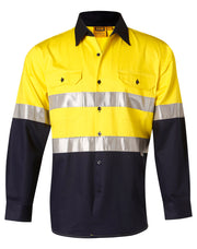 Men's Hi-Vis Cotton Twill L/S Safety Shirt (3M tape)