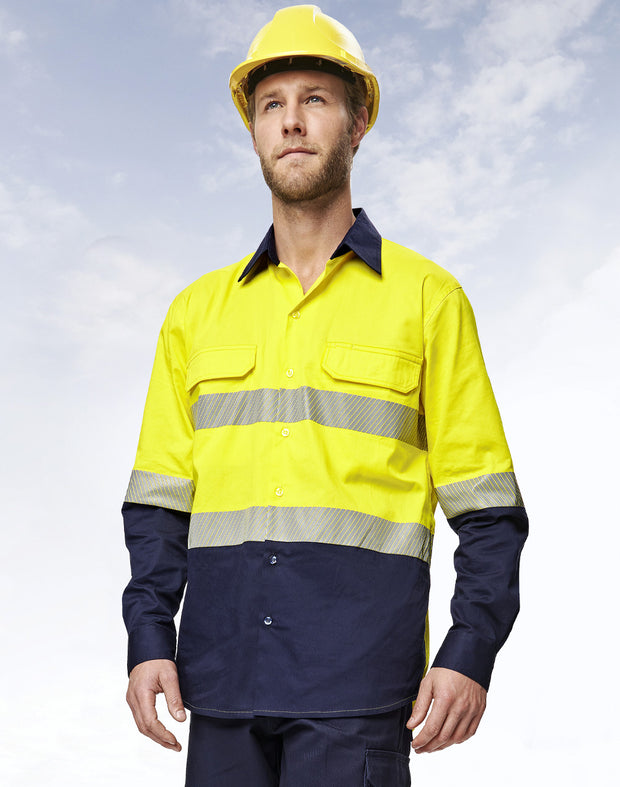 Hi-Vis Cool-Breeze Safety L/S Shirt (Segmented Tape)