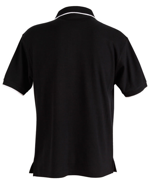 Mens S/L pique polo contrast