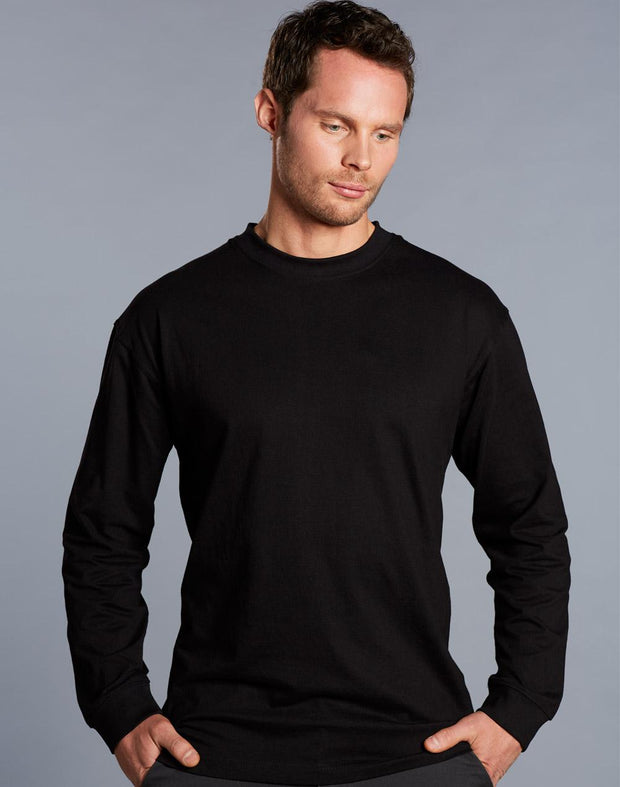 mens cotton crew neck L/S tee