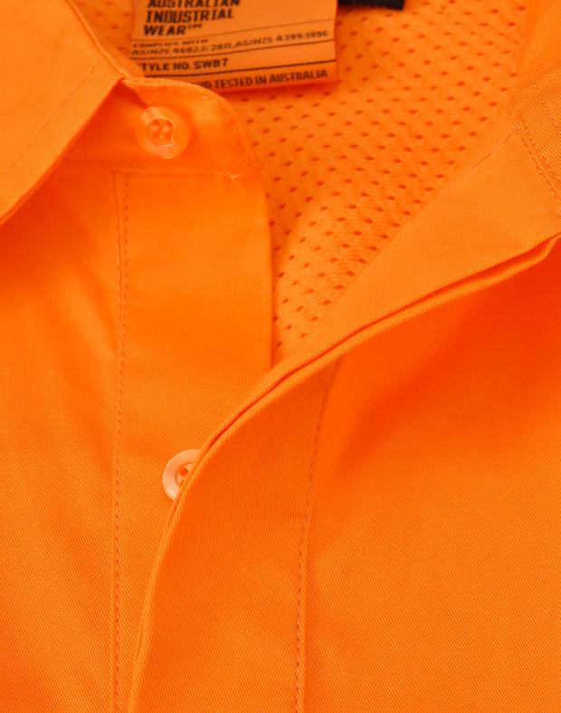 Hi Vis Cool-Breeze Closed Front L/S Shirt (Perforated Tape)